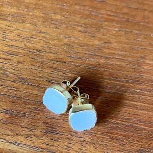 Gold Plated Sterling Silver White Druzy Earrings